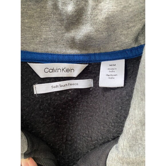 Calvin Klein Men's Black Soft Touch Fleece Logo Zip-Up Jacket - Size Medium - Picture 7 of 8